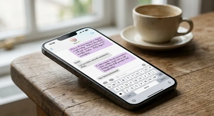 A close-up of a smartphone screen displaying a poetic and deep chat conversation between a user and an AI.